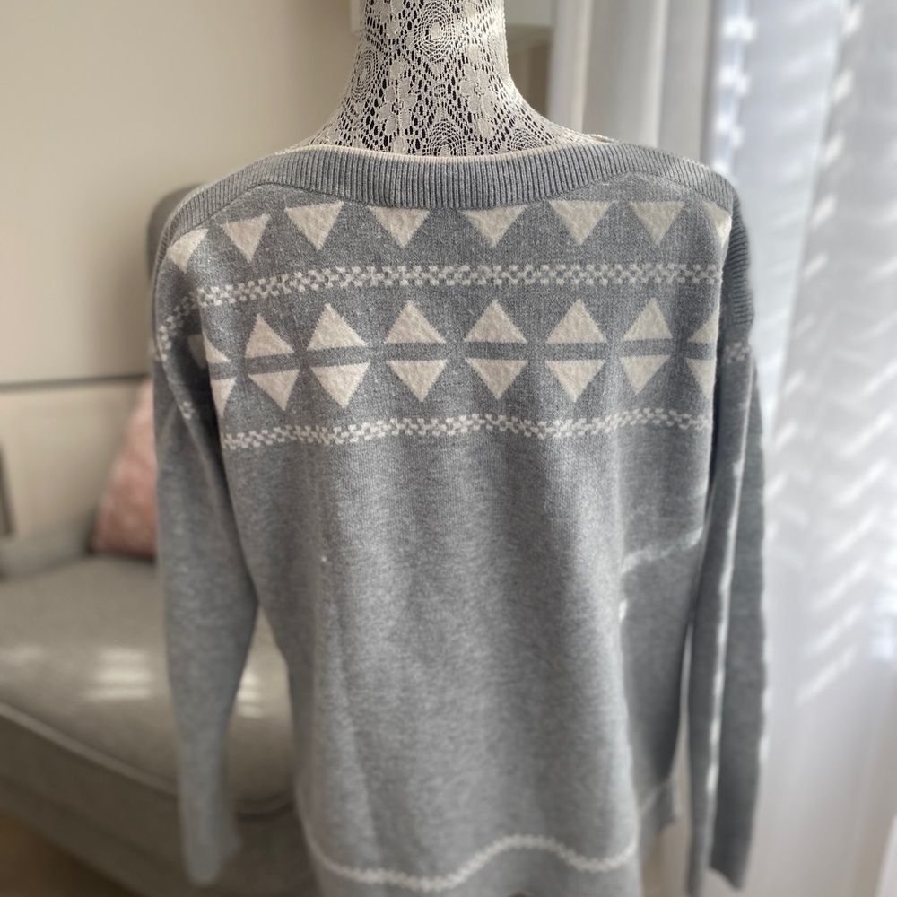 Gray Geometric Pattern Sweater - image 3